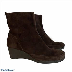 Easy Spirit comfort 7 estingletoes leather ankle suede chocolate booties boots